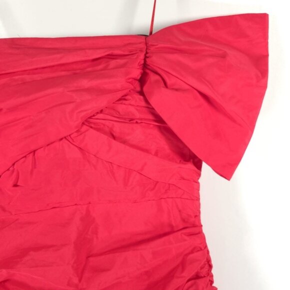 NWT ZARA Strawberry Red Ruched SEXY Mini Dress w/Bow 3673/180 BLOGGERS FAV Sz M - Picture 8 of 12